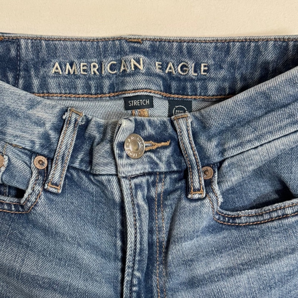 American Eagle Curvy Super High Waisted Baggy Wide Leg Cargo Jeans Size 00 Reg - Picture 6 of 14